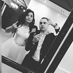 Зимняя Невеста Алена в пышном белом свадебное платье Альбина