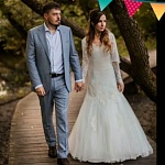 Моя невеста в роскошном свадебном алеть русалочка с кружевными рукавами. Модель Агата, Тм Lileya.