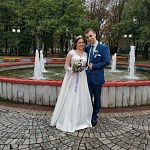 Роскошное атласное свадебное платье с рукавами и кружевом на моей невероятной невесте Юлечке