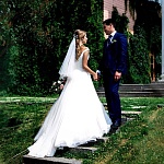 Невеста Валерия в свадебном платье ToBeBride модель PP014, Фата с бисером арт. 8 и комплект бижутерии с кристаллами Swarovski Улиточки